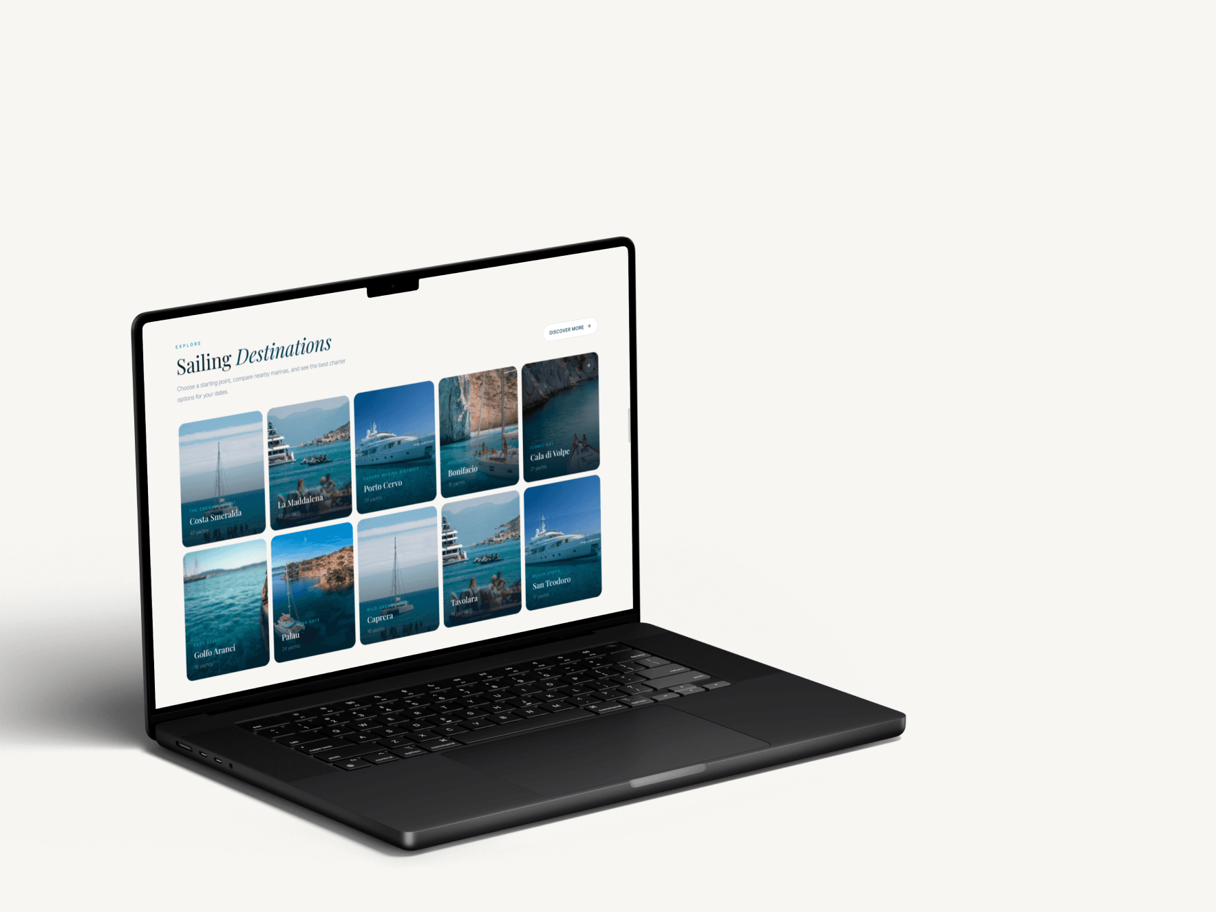 Sardinia Yacht Charter destinations page — marine web design