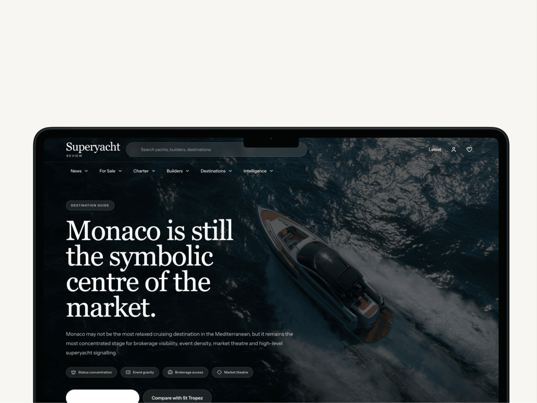 Superyacht Review editorial pages — marine web design