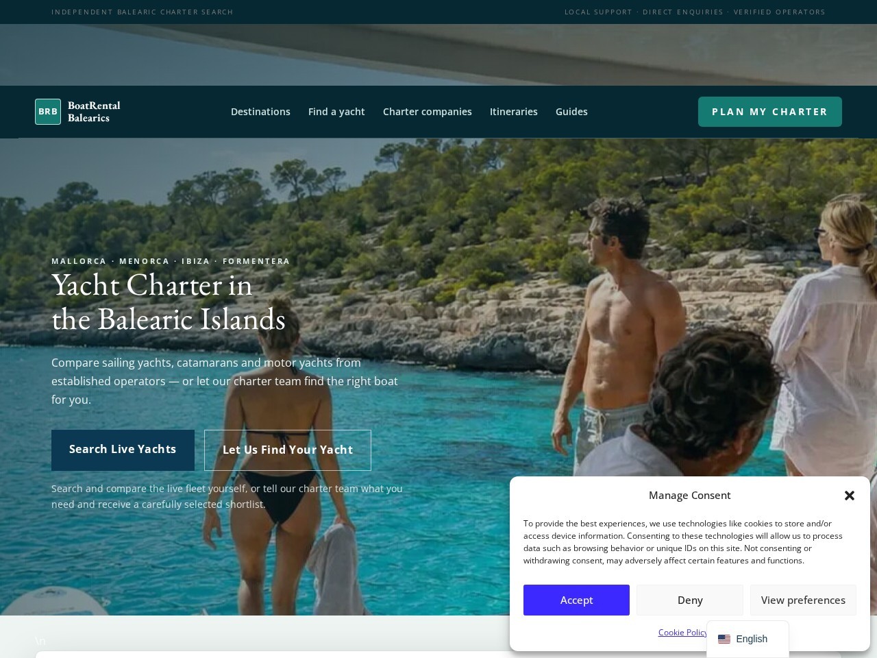 Boat Rental Balearics charter platform homepage built by Marine Marketing International