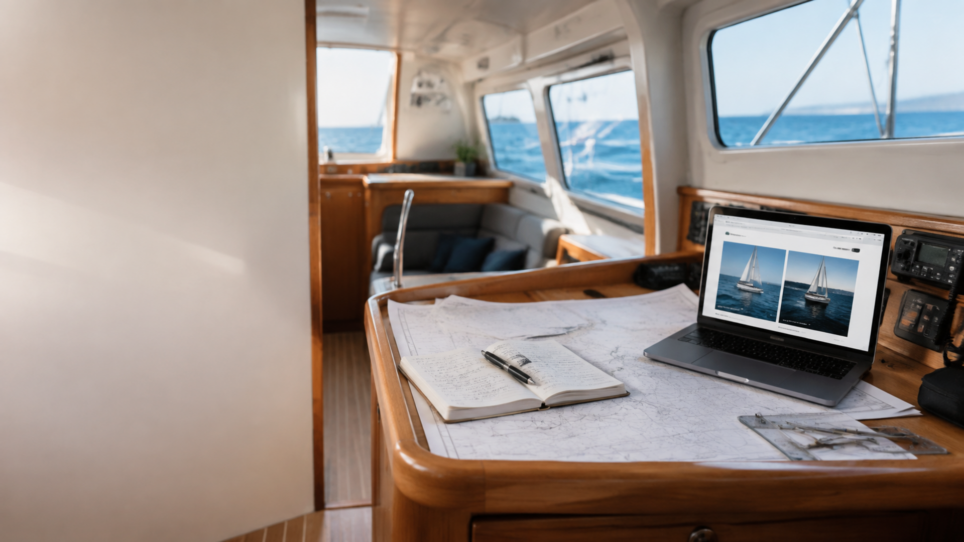 Content marketing for boat builders editorial engine shown on screen