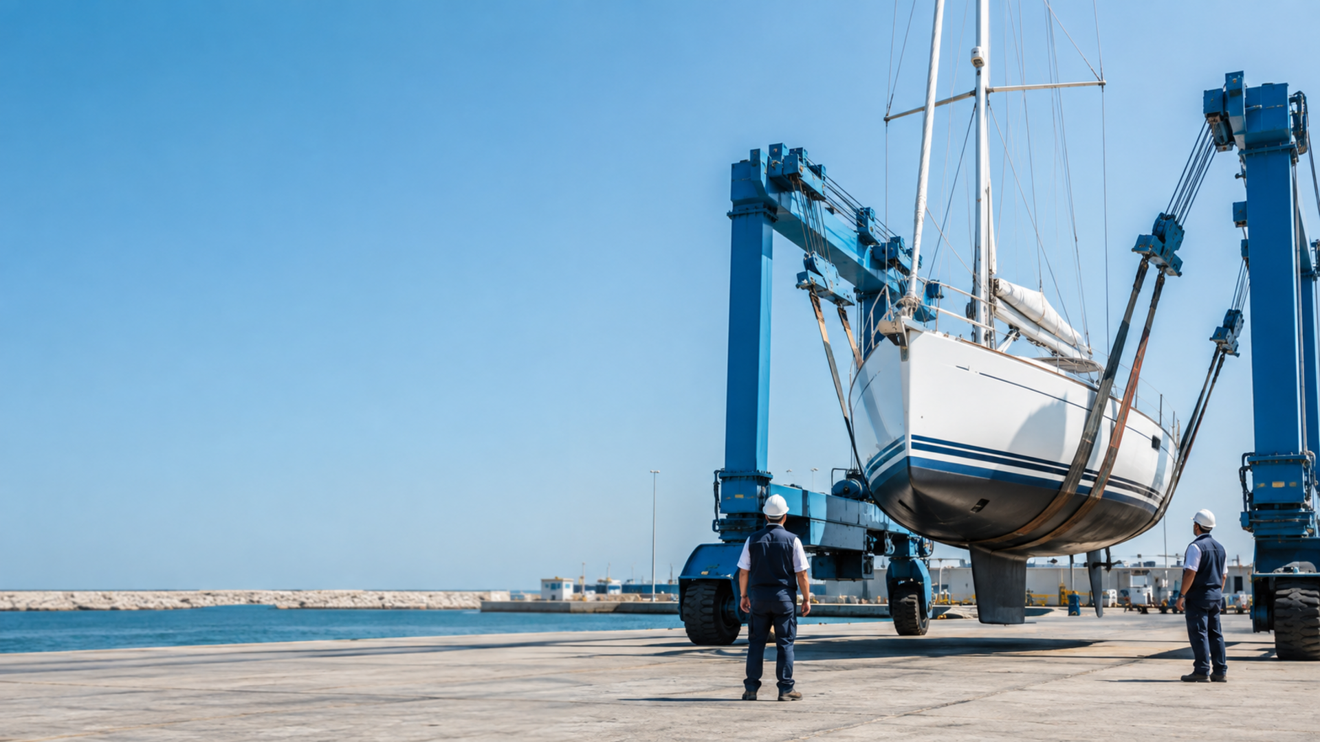 Social media marketing for shipyards project documentation post showing a refit in progress